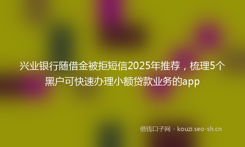 兴业银行随借金被拒短信2025年推荐,梳理5个黑户可快速办理小额贷款业务的app