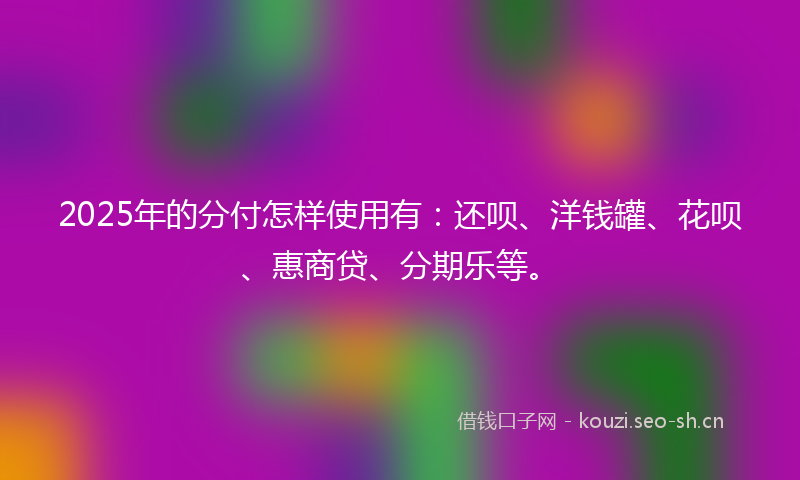 2025年的分付怎样使用有：还呗、洋钱罐、花呗、惠商贷、分期乐等。