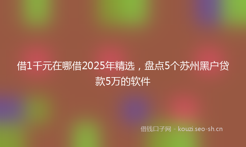 借1千元在哪借2025年精选，盘点5个苏州黑户贷款5万的软件