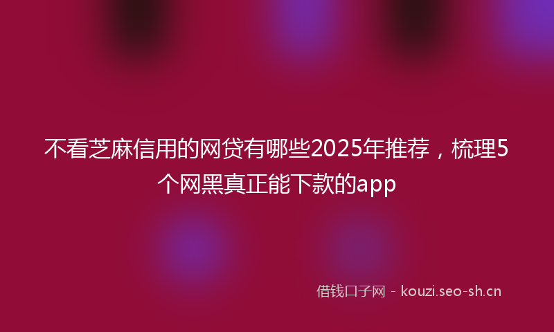 不看芝麻信用的网贷有哪些2025年推荐,梳理5个网黑真正能下款的app