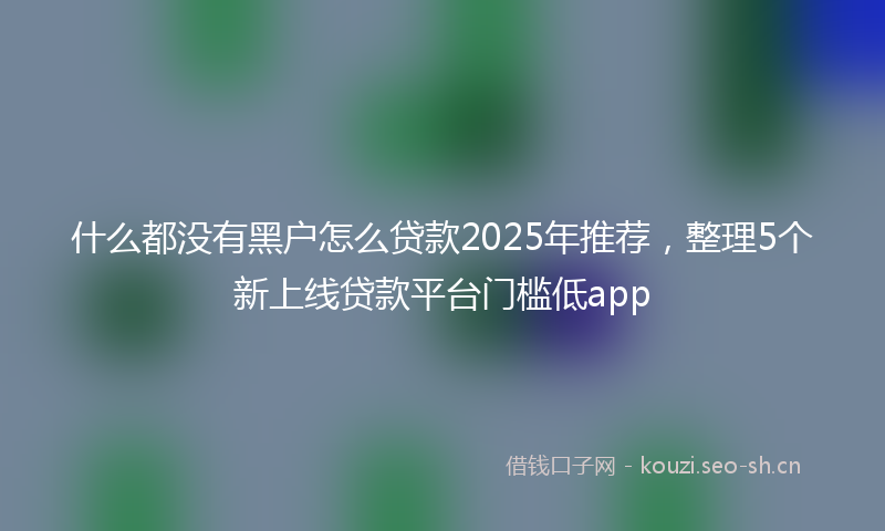 什么都没有黑户怎么贷款2025年推荐，整理5个新上线贷款平台门槛低app
