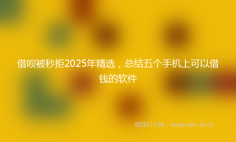 借呗被秒拒2025年精选，总结五个手机上可以借钱的软件