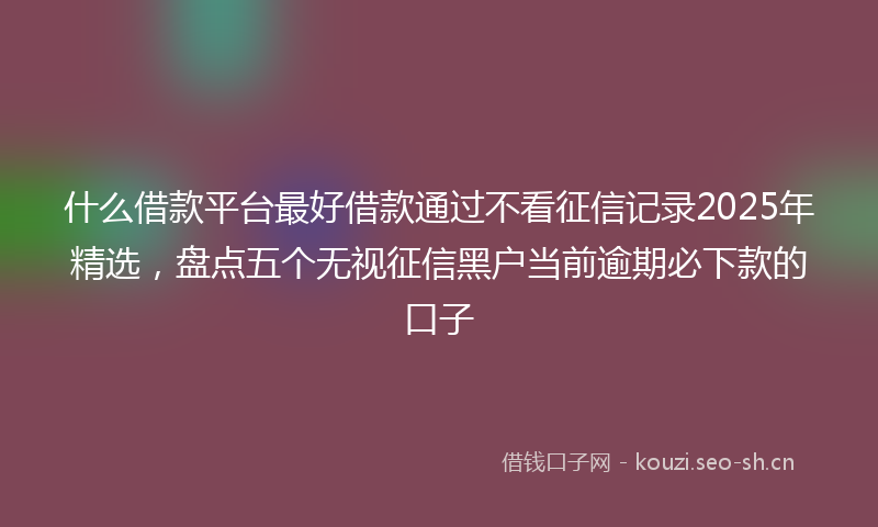 什么借款平台最好借款通过不看征信记录2025年精选，盘点五个无视征信黑户当前逾期必下款的口子