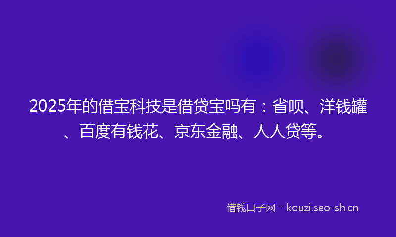 2025年的借宝科技是借贷宝吗有：省呗、洋钱罐、百度有钱花、京东金融、人人贷等。