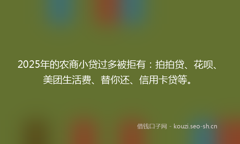 2025年的农商小贷过多被拒有：拍拍贷、花呗、美团生活费、替你还、信用卡贷等。