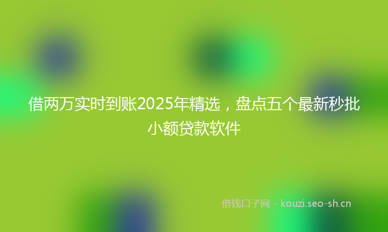 借两万实时到账2025年精选，盘点五个最新秒批小额贷款软件