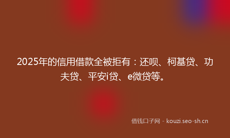 2025年的信用借款全被拒有：还呗、柯基贷、功夫贷、平安i贷、e微贷等。