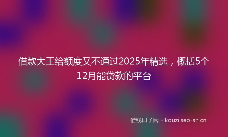 借款大王给额度又不通过2025年精选，概括5个12月能贷款的平台