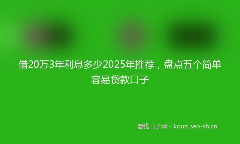 借20万3年利息多少2025年推荐，盘点五个简单容易贷款口子