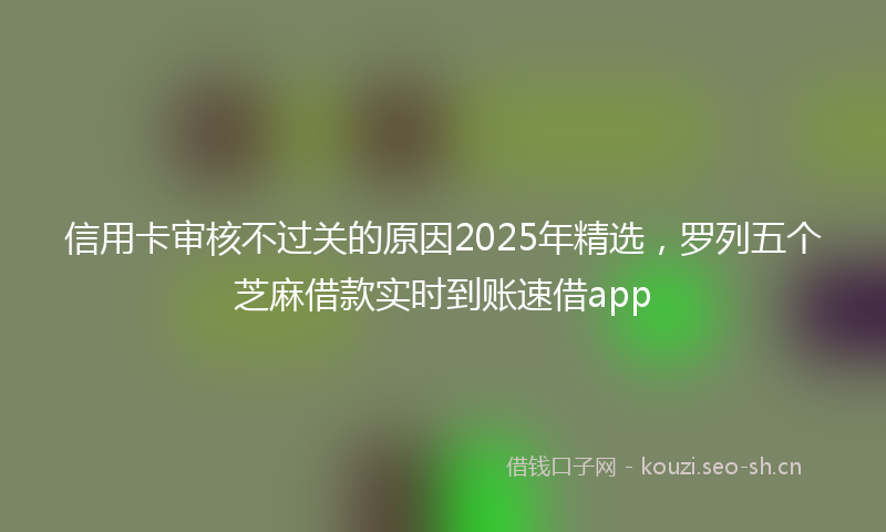 信用卡审核不过关的原因2025年精选,罗列五个芝麻借款实时到账速借app