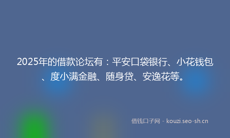 2025年的借款论坛有：平安口袋银行、小花钱包、度小满金融、随身贷、安逸花等。