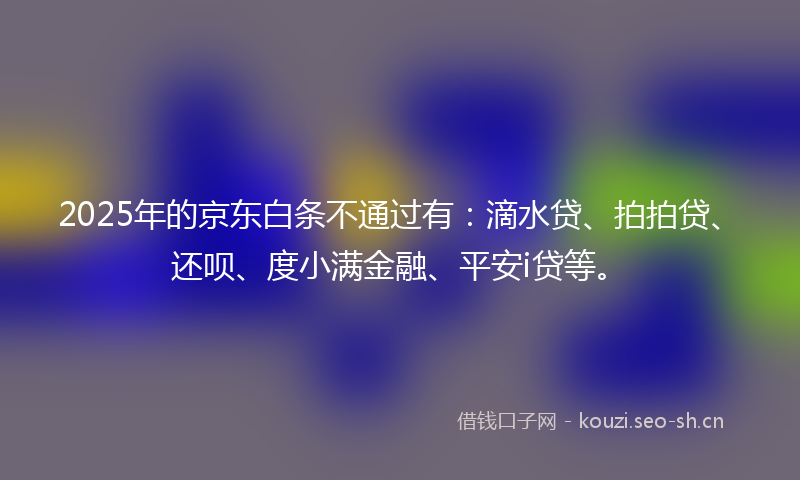 2025年的京东白条不通过有：滴水贷、拍拍贷、还呗、度小满金融、平安i贷等。