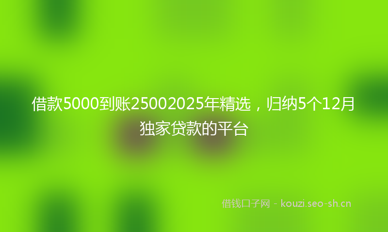 借款5000到账25002025年精选，归纳5个12月独家贷款的平台