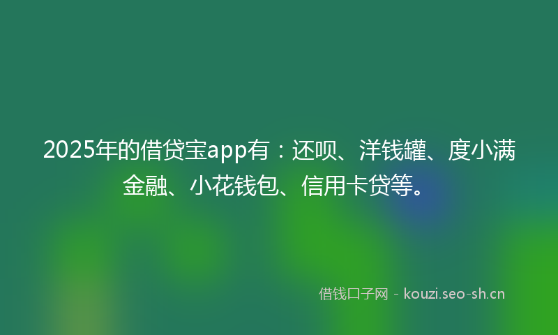 2025年的借贷宝app有:还呗、洋钱罐、度小满金融、小花钱包、信用卡贷等。