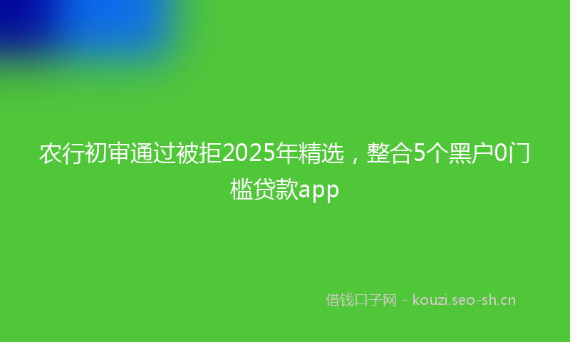 农行初审通过被拒2025年精选,整合5个黑户0门槛贷款app