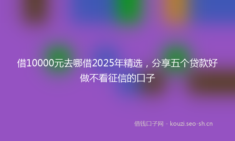 借10000元去哪借2025年精选，分享五个贷款好做不看征信的口子
