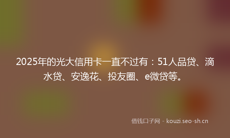 2025年的光大信用卡一直不过有：51人品贷、滴水贷、安逸花、投友圈、e微贷等。
