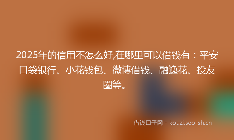 2025年的信用不怎么好,在哪里可以借钱有:平安口袋银行、小花钱包、微博借钱、融逸花、投友圈等。