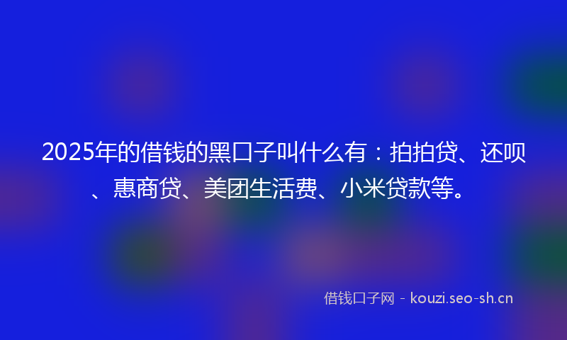 2025年的借钱的黑口子叫什么有：拍拍贷、还呗、惠商贷、美团生活费、小米贷款等。