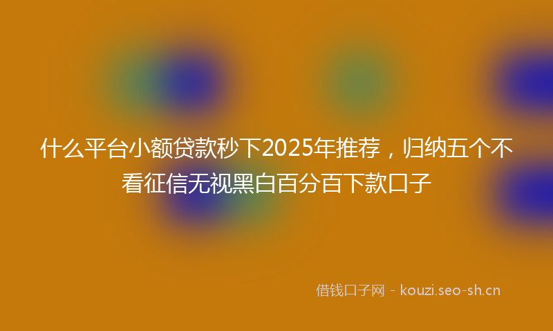 什么平台小额贷款秒下2025年推荐，归纳五个不看征信无视黑白百分百下款口子