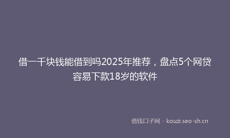 借一千块钱能借到吗2025年推荐，盘点5个网贷容易下款18岁的软件