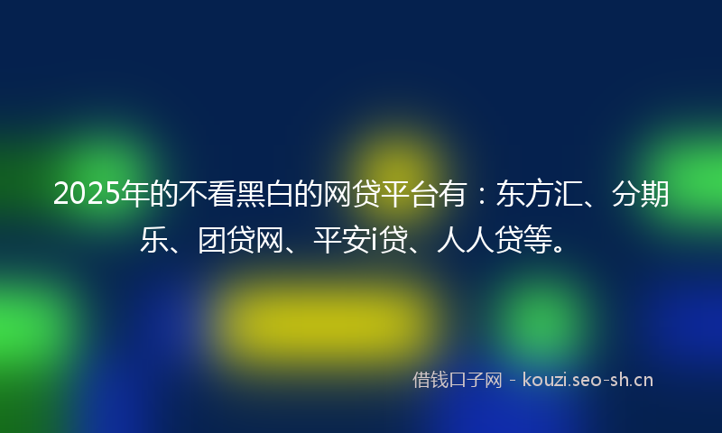 2025年的不看黑白的网贷平台有：东方汇、分期乐、团贷网、平安i贷、人人贷等。