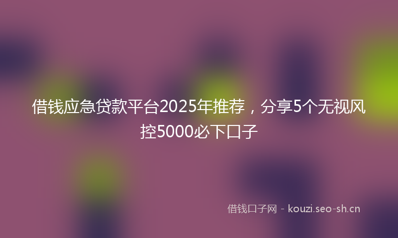 借钱应急贷款平台2025年推荐,分享5个无视风控5000必下口子