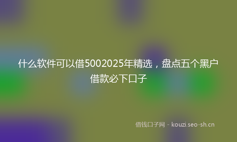 什么软件可以借5002025年精选，盘点五个黑户借款必下口子