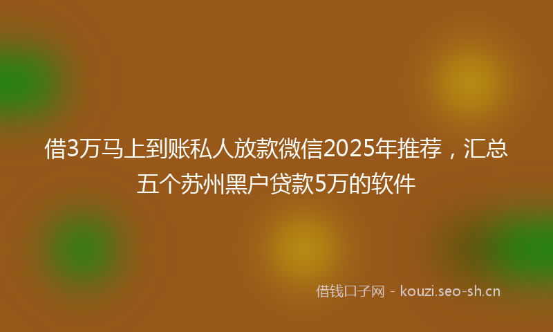 借3万马上到账私人放款微信2025年推荐，汇总五个苏州黑户贷款5万的软件