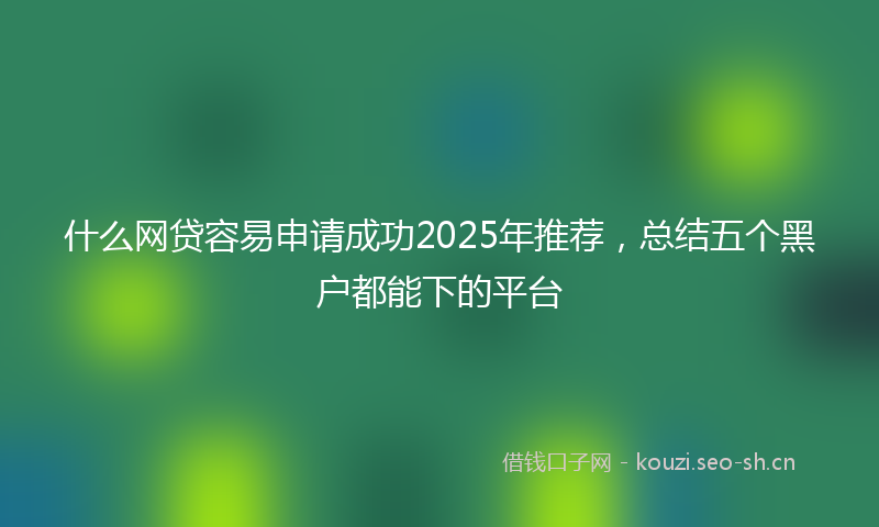 什么网贷容易申请成功2025年推荐，总结五个黑户都能下的平台