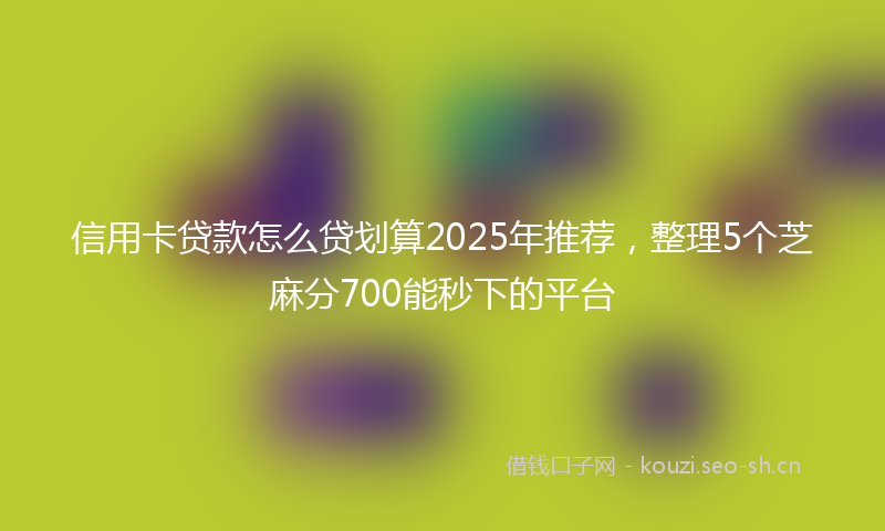 信用卡贷款怎么贷划算2025年推荐，整理5个芝麻分700能秒下的平台