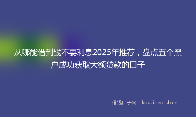 从哪能借到钱不要利息2025年推荐，盘点五个黑户成功获取大额贷款的口子