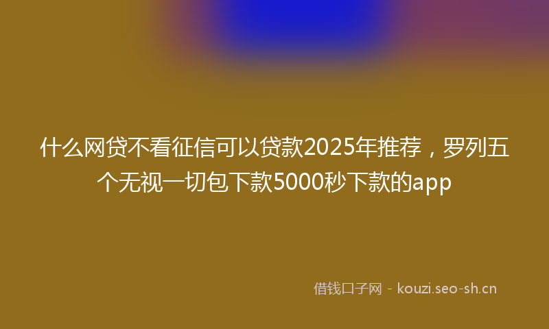 什么网贷不看征信可以贷款2025年推荐，罗列五个无视一切包下款5000秒下款的app