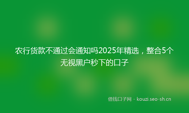 农行货款不通过会通知吗2025年精选，整合5个无视黑户秒下的口子