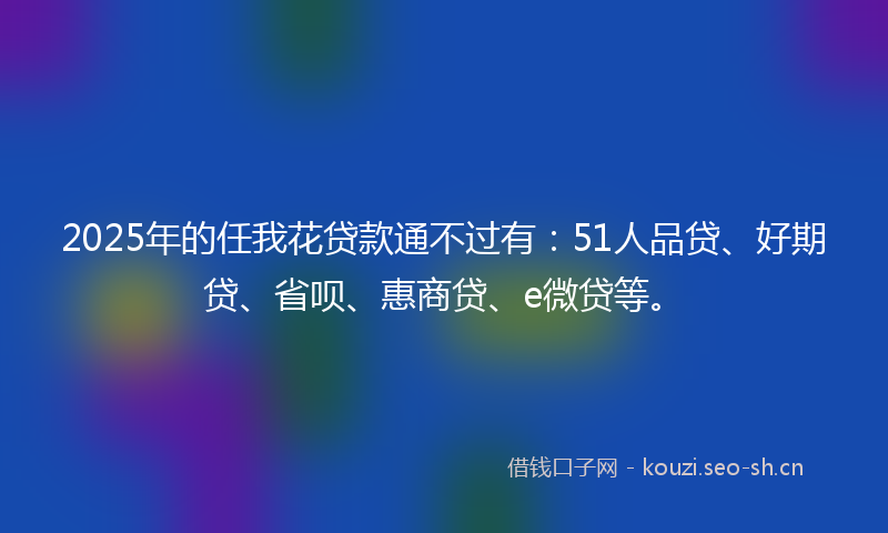 2025年的任我花贷款通不过有：51人品贷、好期贷、省呗、惠商贷、e微贷等。