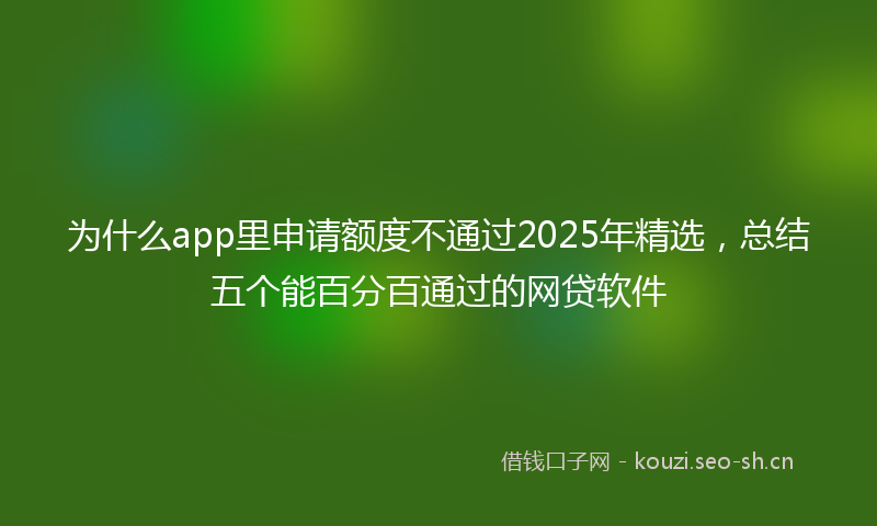 为什么app里申请额度不通过2025年精选，总结五个能百分百通过的网贷软件