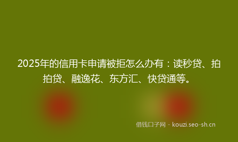 2025年的信用卡申请被拒怎么办有：读秒贷、拍拍贷、融逸花、东方汇、快贷通等。