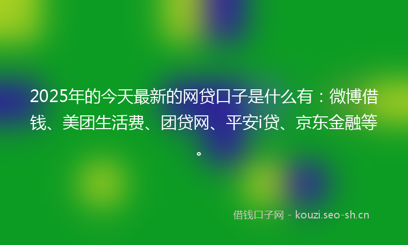 2025年的今天最新的网贷口子是什么有：微博借钱、美团生活费、团贷网、平安i贷、京东金融等。