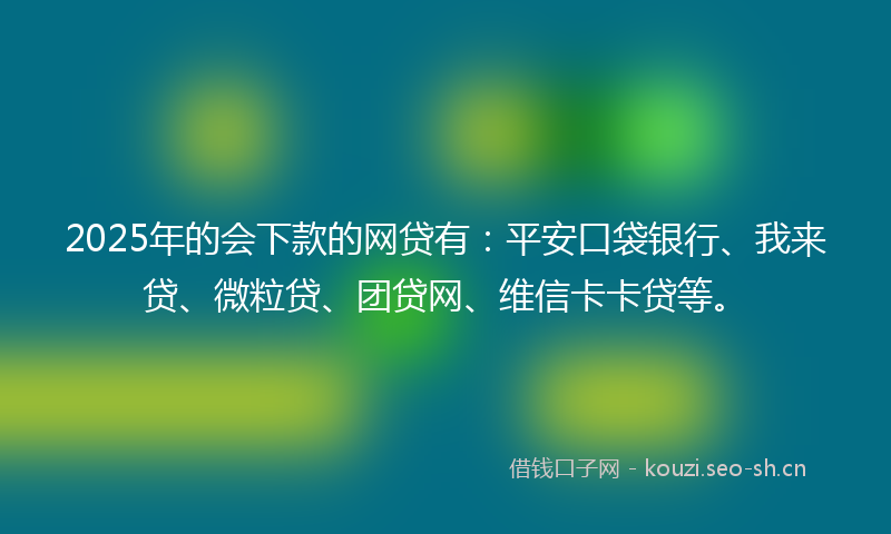 2025年的会下款的网贷有：平安口袋银行、我来贷、微粒贷、团贷网、维信卡卡贷等。