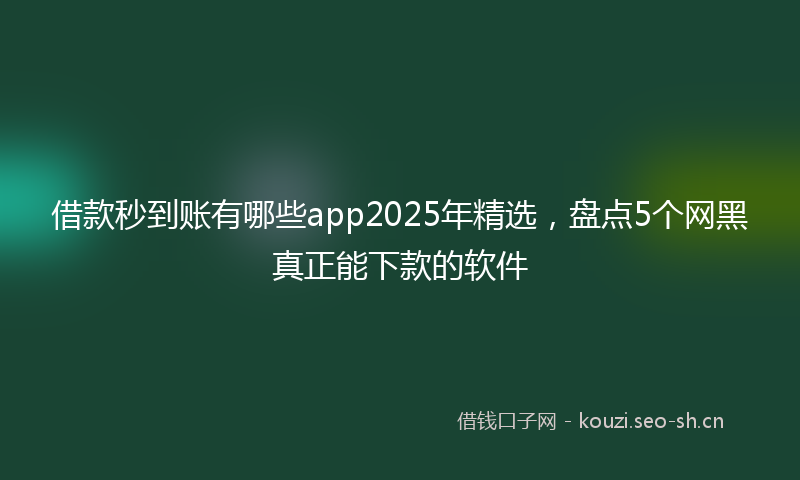 借款秒到账有哪些app2025年精选,盘点5个网黑真正能下款的软件