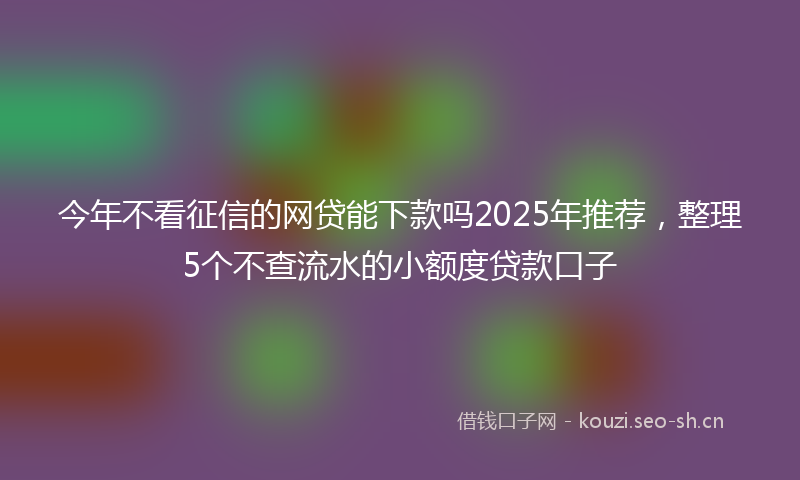 今年不看征信的网贷能下款吗2025年推荐，整理5个不查流水的小额度贷款口子