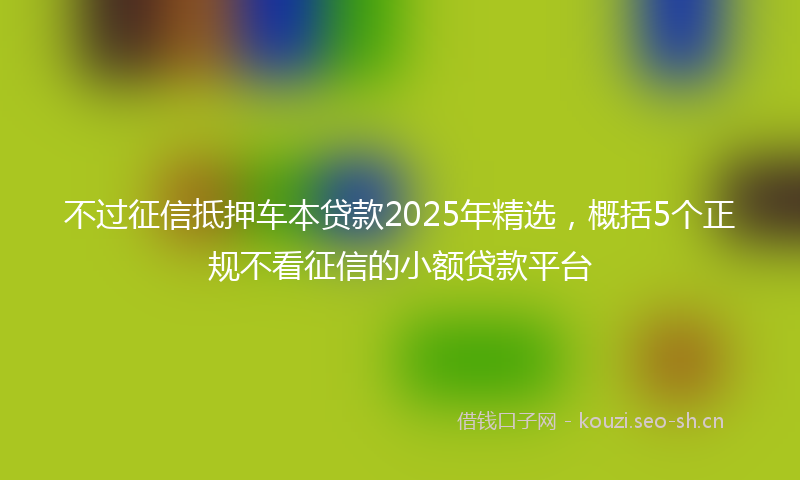 不过征信抵押车本贷款2025年精选,概括5个正规不看征信的小额贷款平台