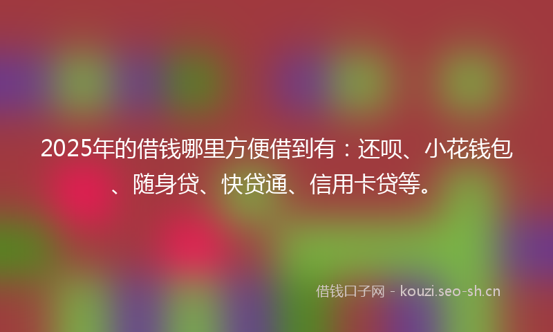 2025年的借钱哪里方便借到有:还呗、小花钱包、随身贷、快贷通、信用卡贷等。