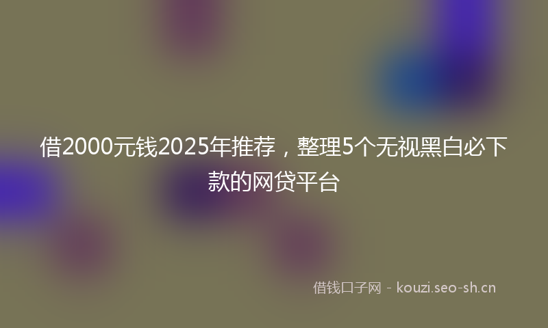 借2000元钱2025年推荐，整理5个无视黑白必下款的网贷平台