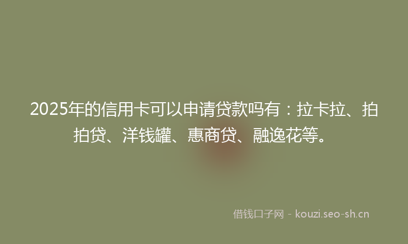 2025年的信用卡可以申请贷款吗有：拉卡拉、拍拍贷、洋钱罐、惠商贷、融逸花等。