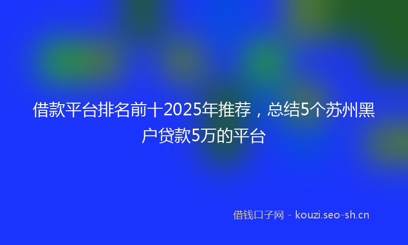 借款平台排名前十2025年推荐，总结5个苏州黑户贷款5万的平台