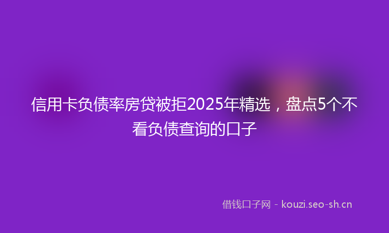 信用卡负债率房贷被拒2025年精选，盘点5个不看负债查询的口子