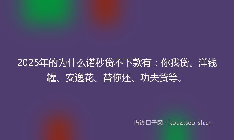 2025年的为什么诺秒贷不下款有：你我贷、洋钱罐、安逸花、替你还、功夫贷等。