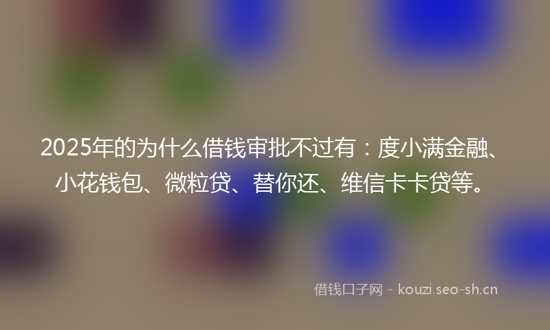 2025年的为什么借钱审批不过有：度小满金融、小花钱包、微粒贷、替你还、维信卡卡贷等。