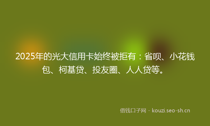2025年的光大信用卡始终被拒有：省呗、小花钱包、柯基贷、投友圈、人人贷等。